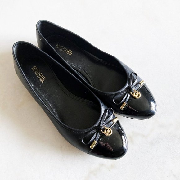 Michael Kors black & gold ballet flat shoe bow - Picture 4 of 12